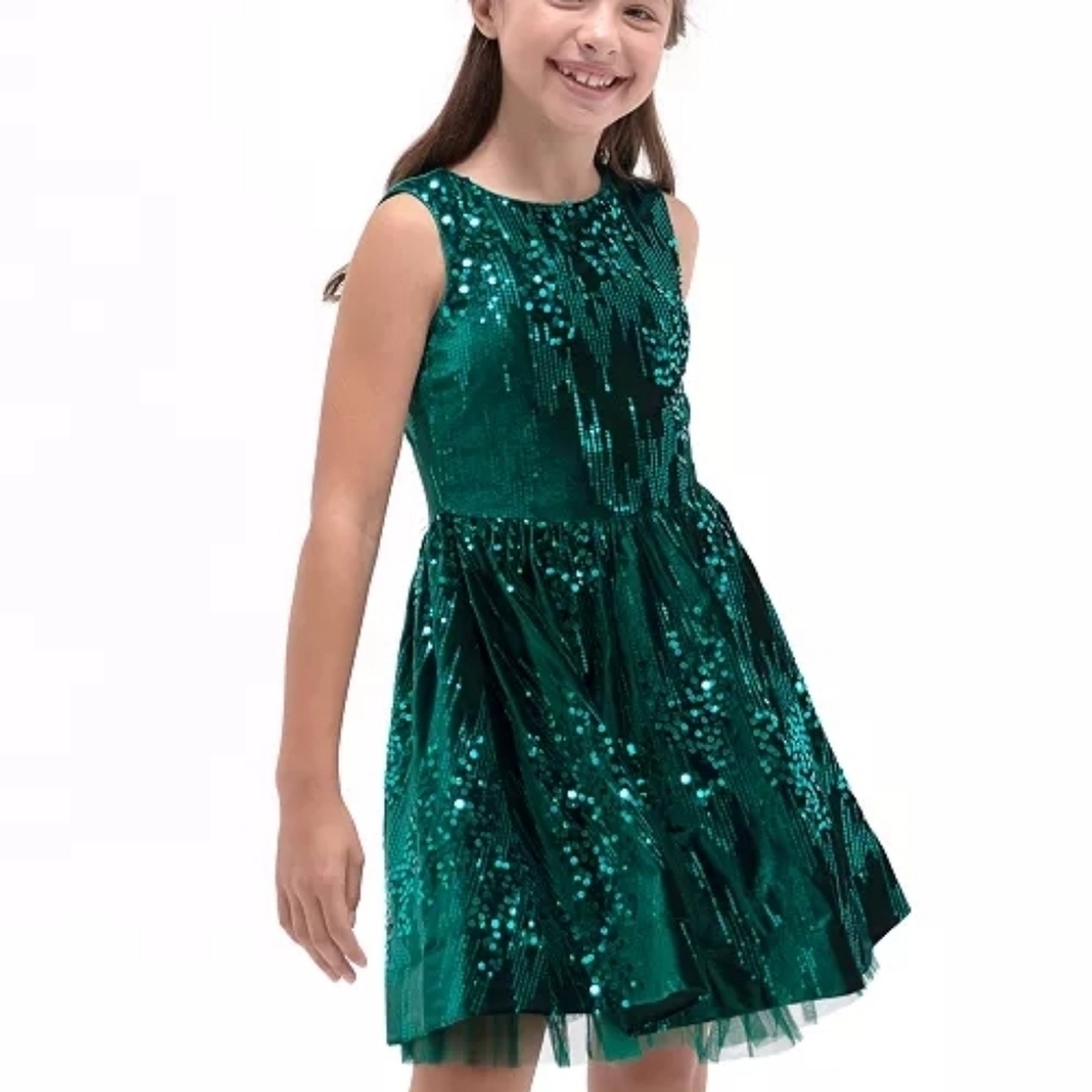 RARE EDITIONS big Girl Sequin& Velvet Social Dress Size 6
